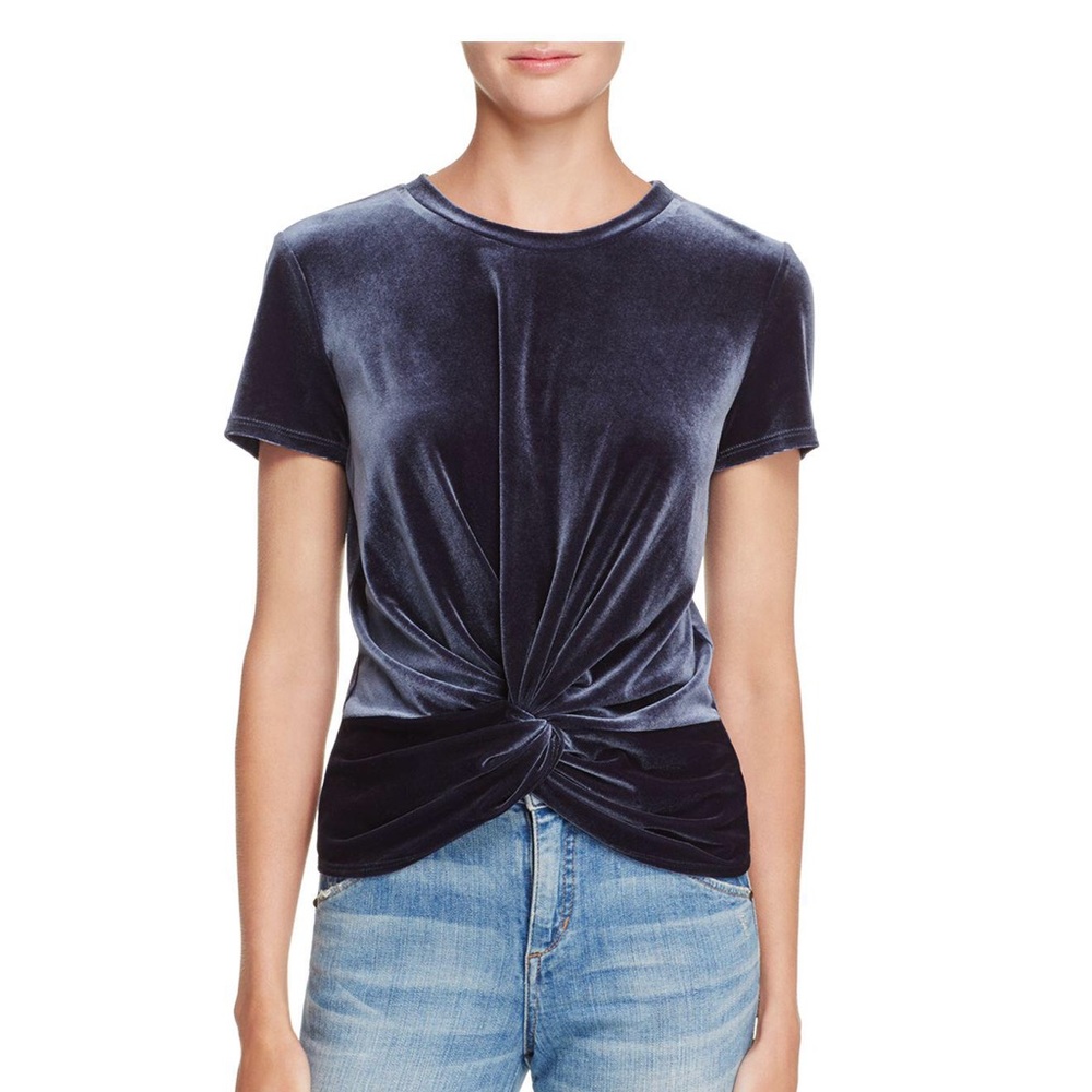 Aqua velvet navy twist top
